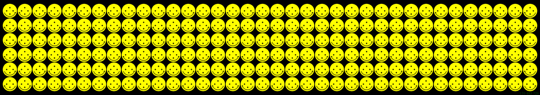 A graphic representation of light that looks like 216 happy faces.